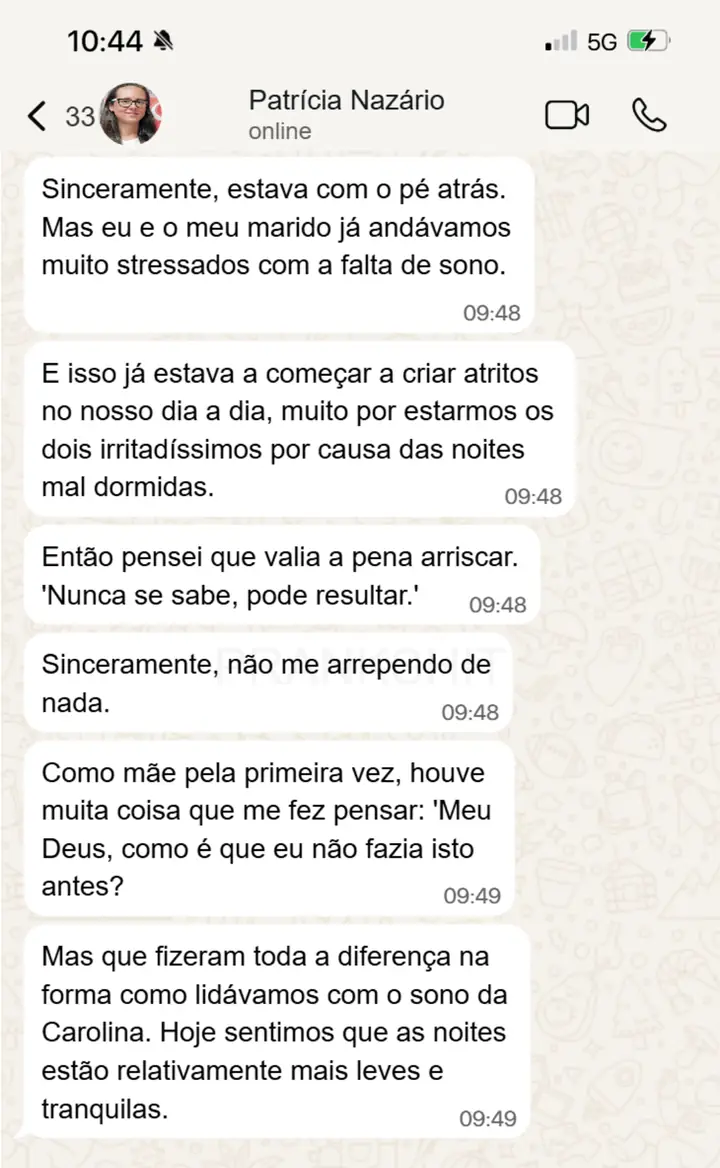 Conversa de WhatsApp com a cliente Patrícia